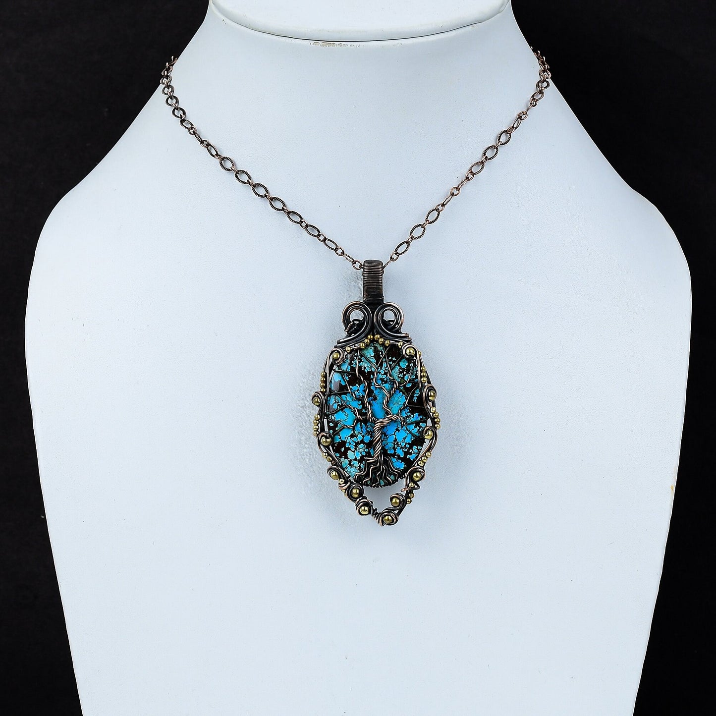 Turquoise Gemstone Tree of Life Pendant