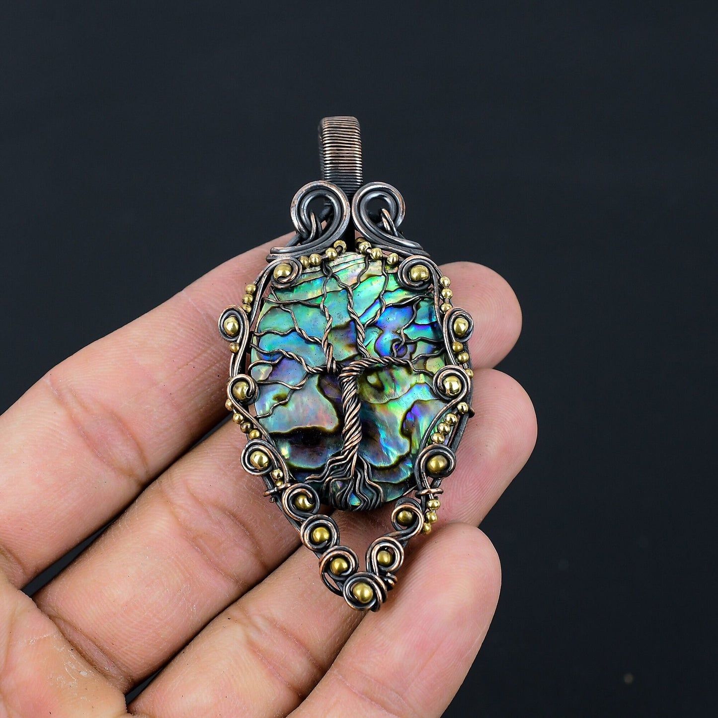 Multicolor Abalone Gemstone Pendant