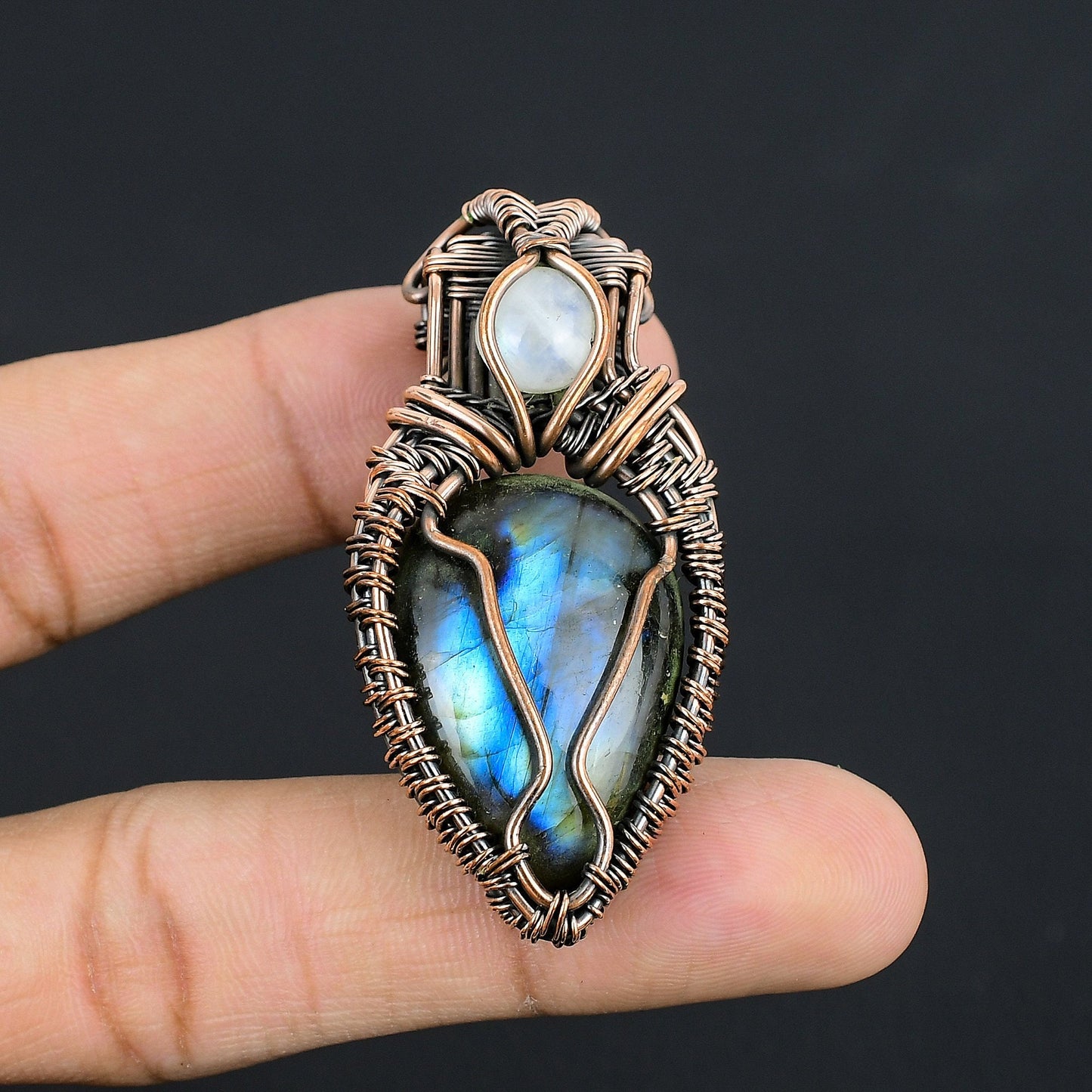 Blue Fire Labradorite Gemstone Pendant