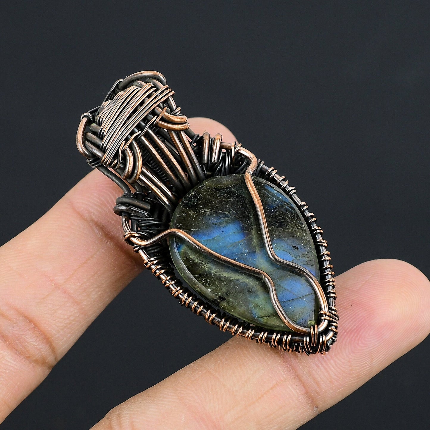 Blue Fire Labradorite Gemstone Pendant