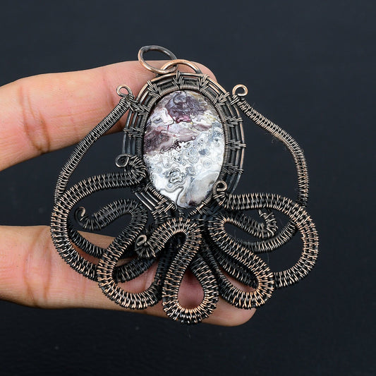 Copper Crazy Lace Agate Gemstone Pendant