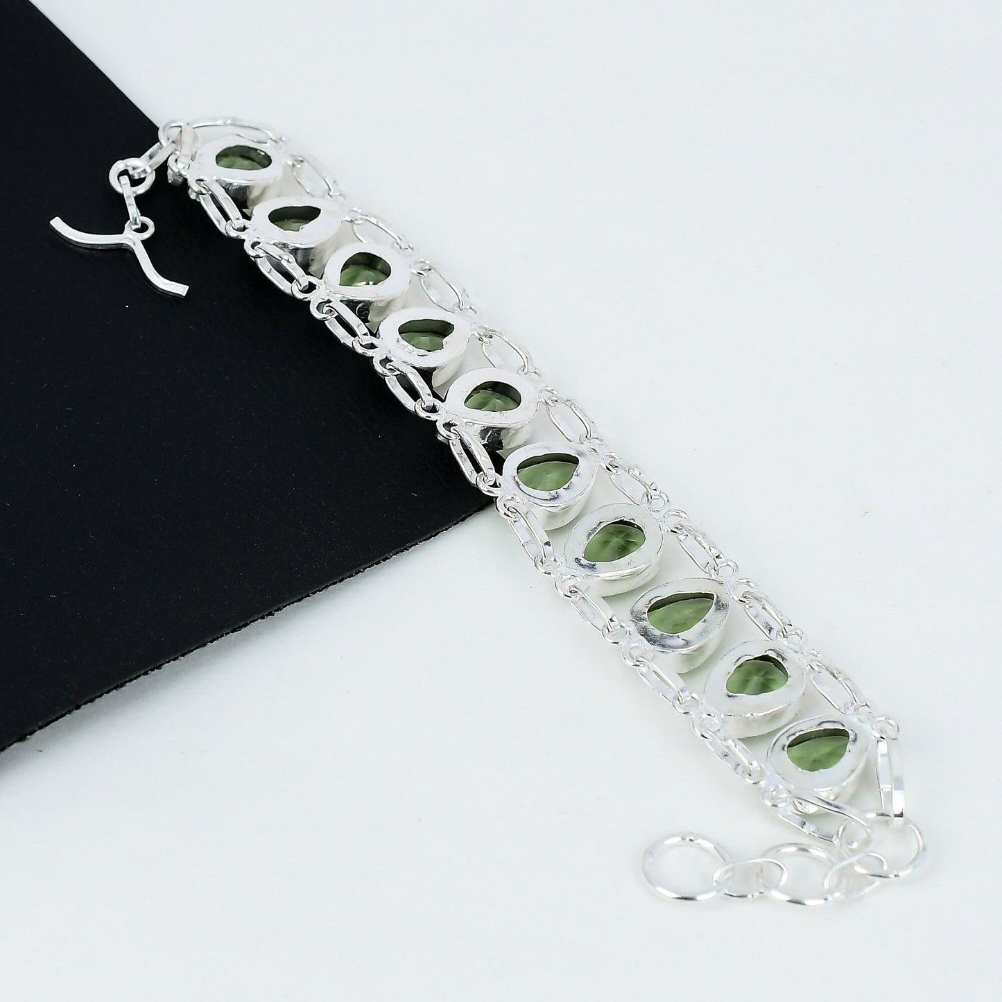 Green Amethyst Gemstone Sterling Silver Bracelet