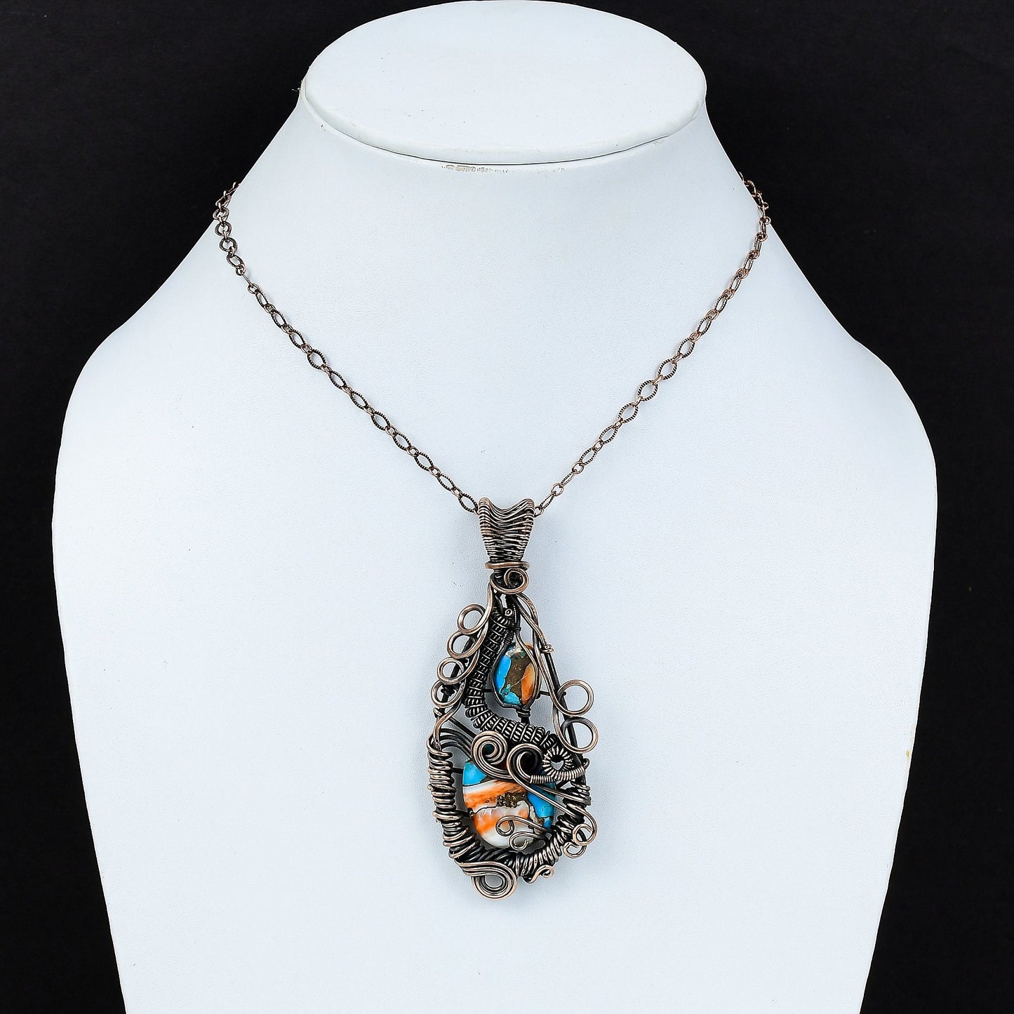 Orange Spiny Oyster Turquoise Gemstone Pendant