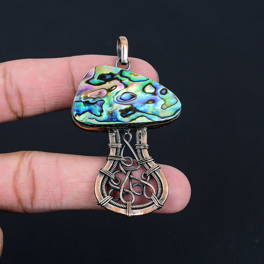 Iridescent Abalone Gemstone Copper Pendant