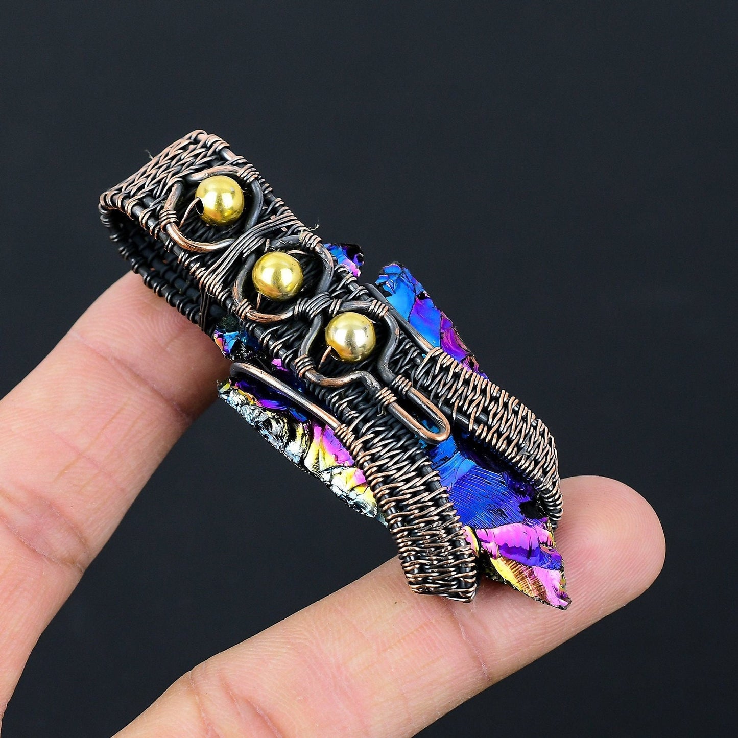 Peacock Aura Druzy Gemstone Pendant