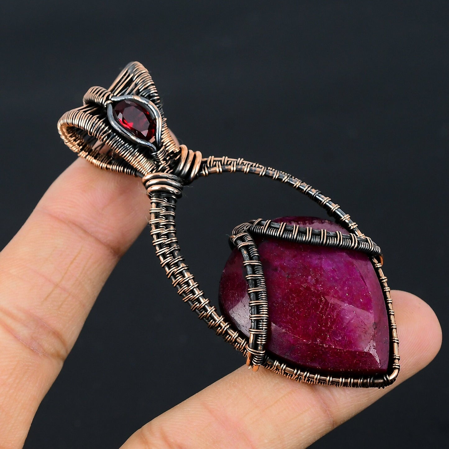 Red Ruby & Garnet Gemstone Pendant