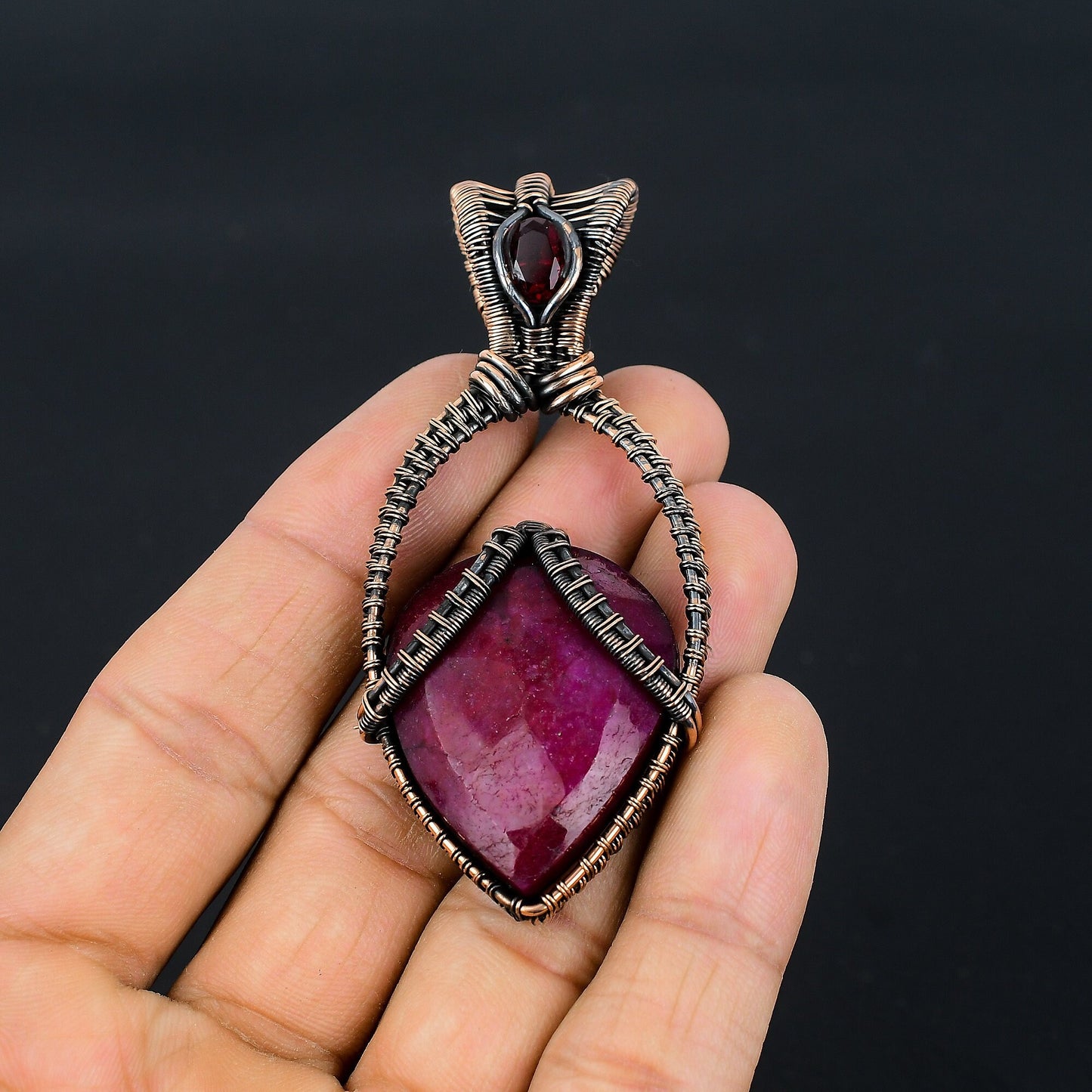 Red Ruby & Garnet Gemstone Pendant