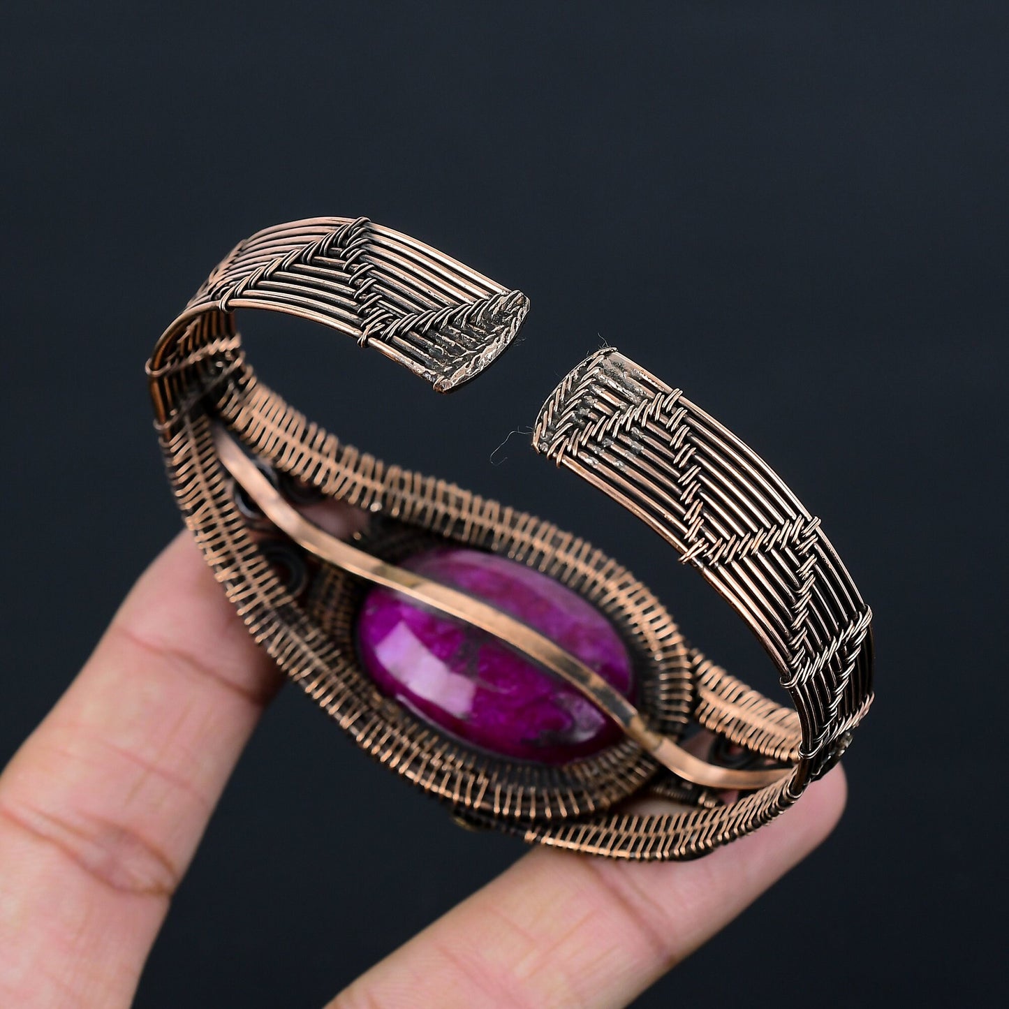 Kashmiri Red Ruby Gemstone Cuff Bracelet