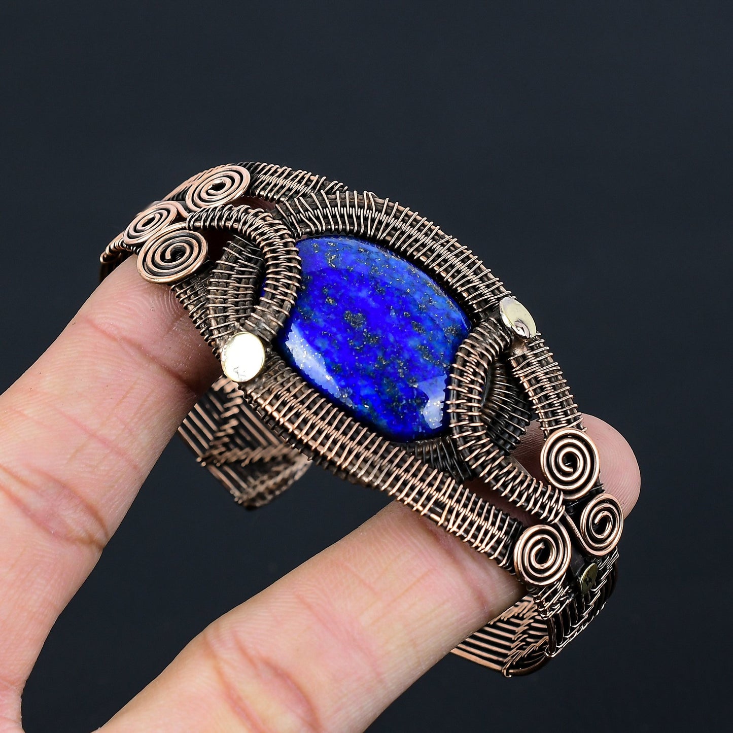 Blue Lapis Lazuli Gemstone Cuff Bracelet