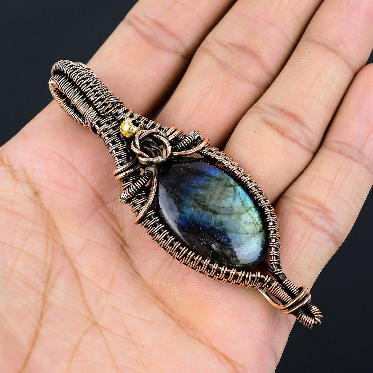 Blue-Green Labradorite Gemstone Pendant