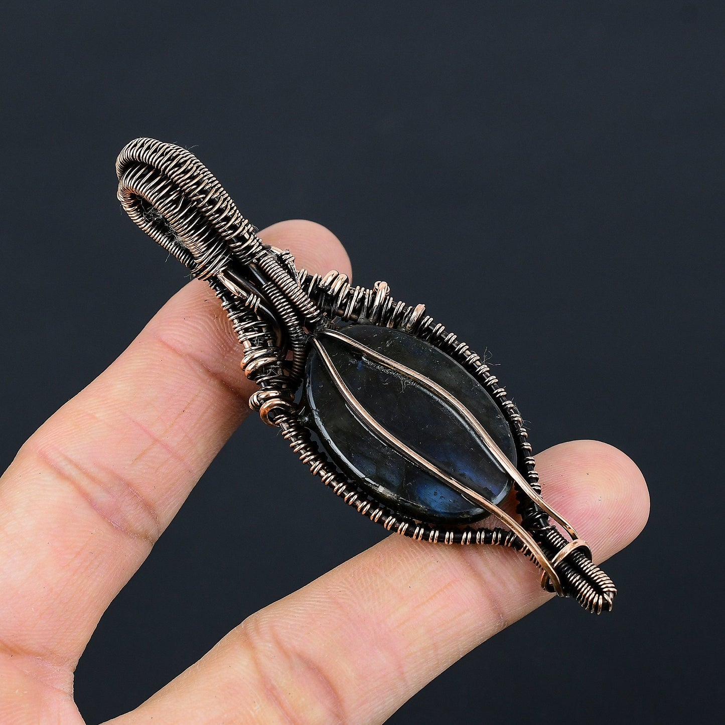 Blue-Green Labradorite Gemstone Pendant