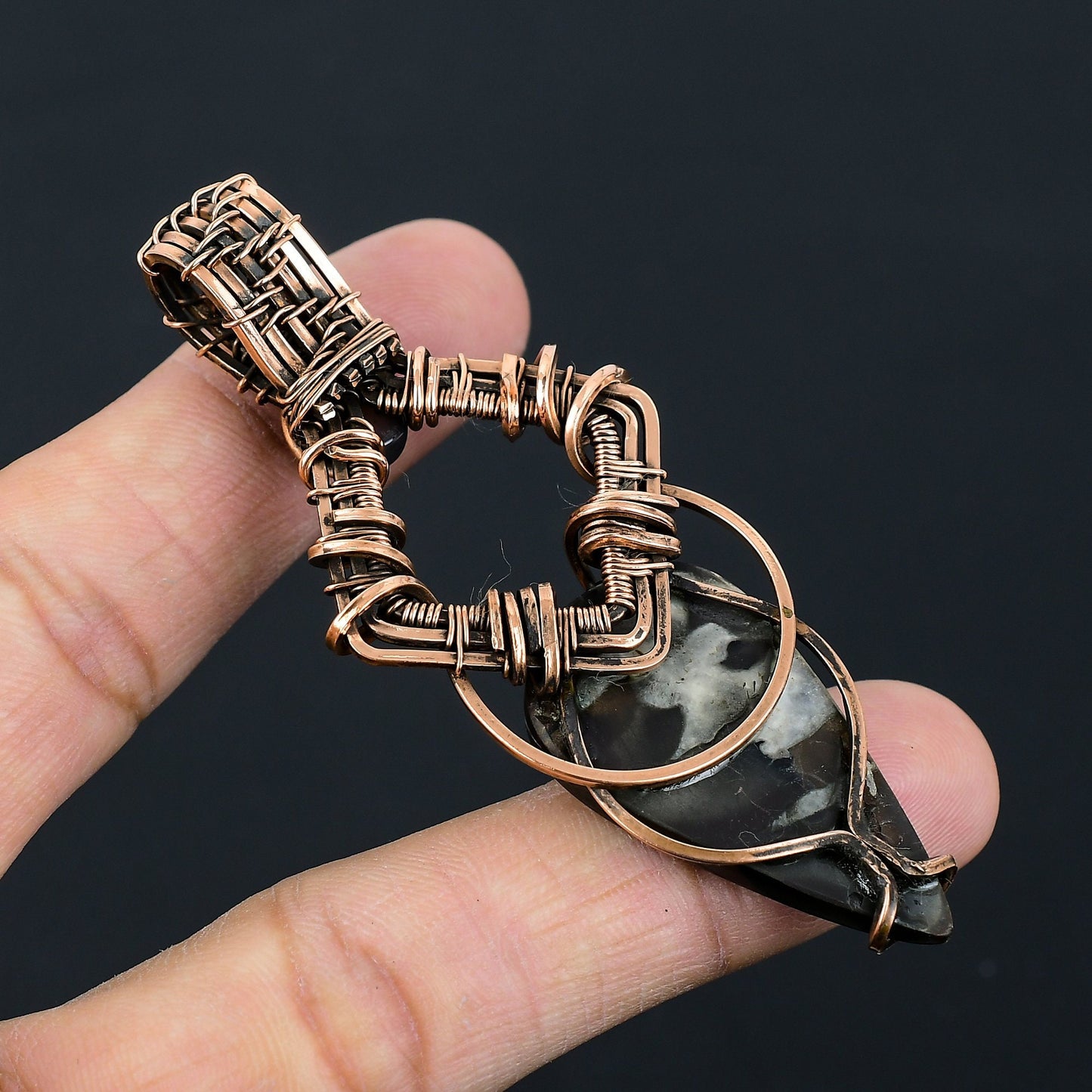 Copper Mud Crack Gemstone Pendant