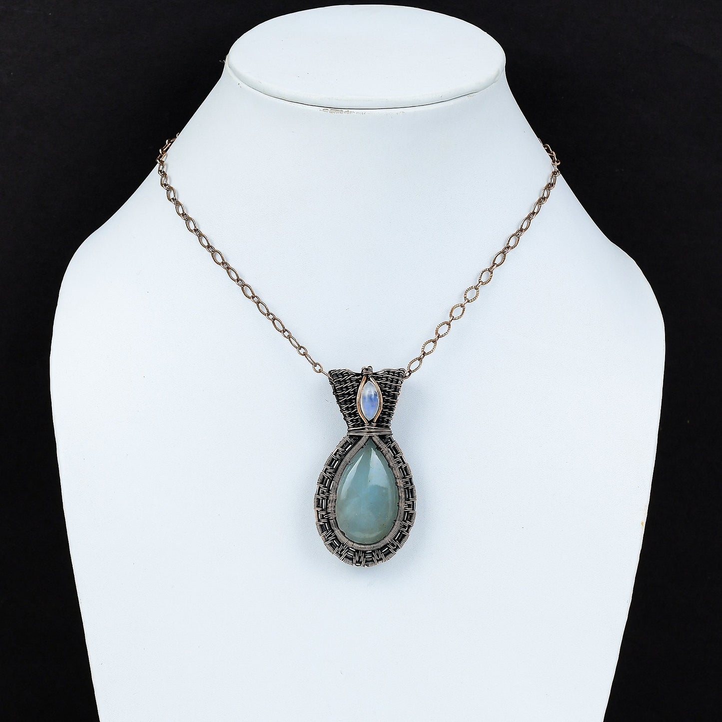 Blue Aquamarine Moonstone Gemstone Pendant