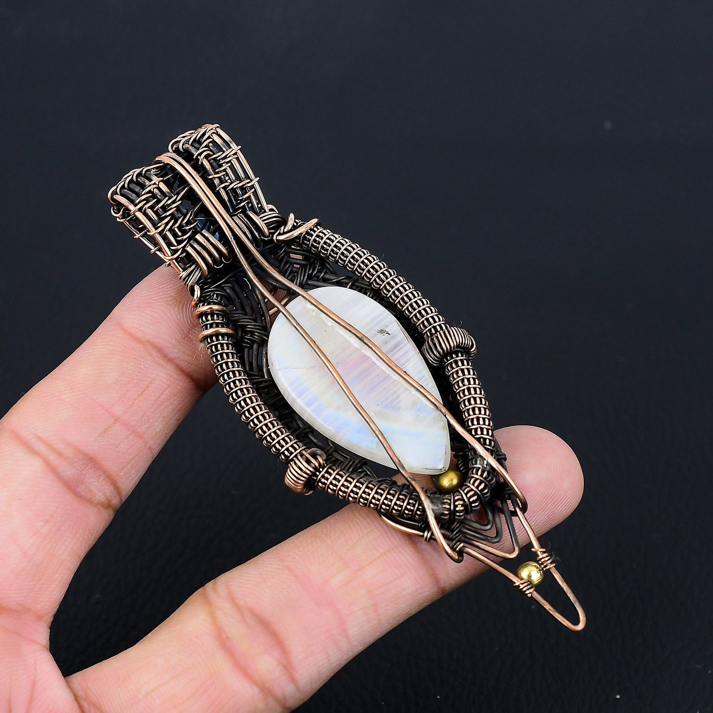 Blue Rainbow Moonstone Gemstone Pendant