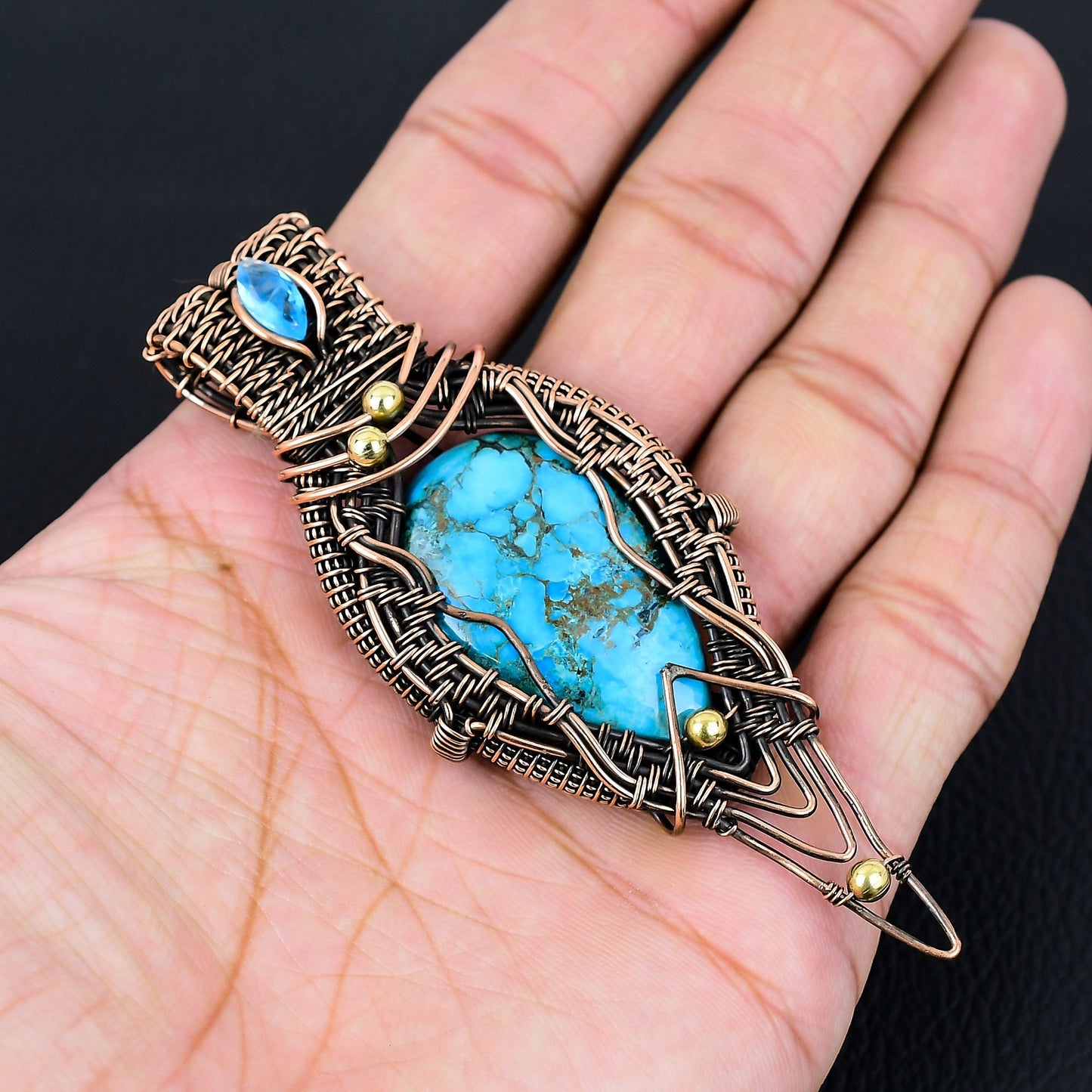 Turquoise Gemstone Wire Wrapped Pendant