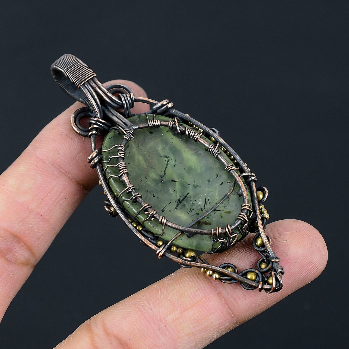 Green Prehnite Gemstone Pendant