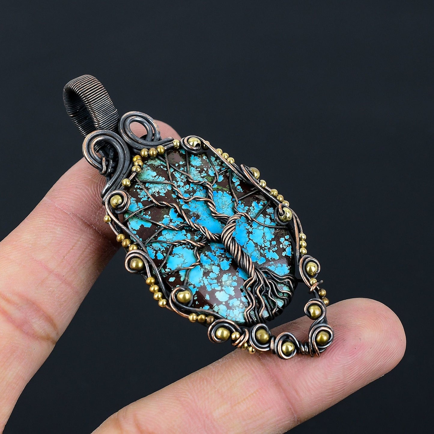 Turquoise Gemstone Tree of Life Pendant