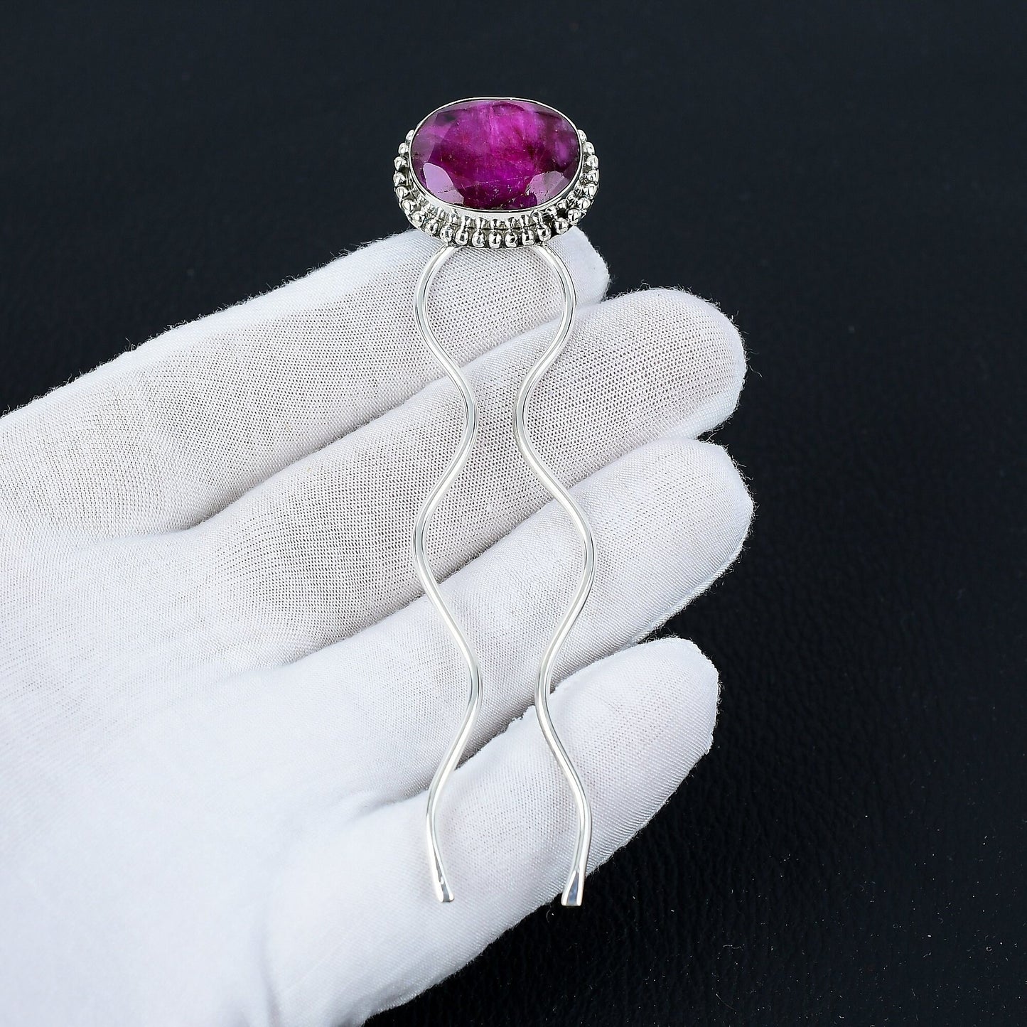 Ruby Gemstone Hair Bun Pin