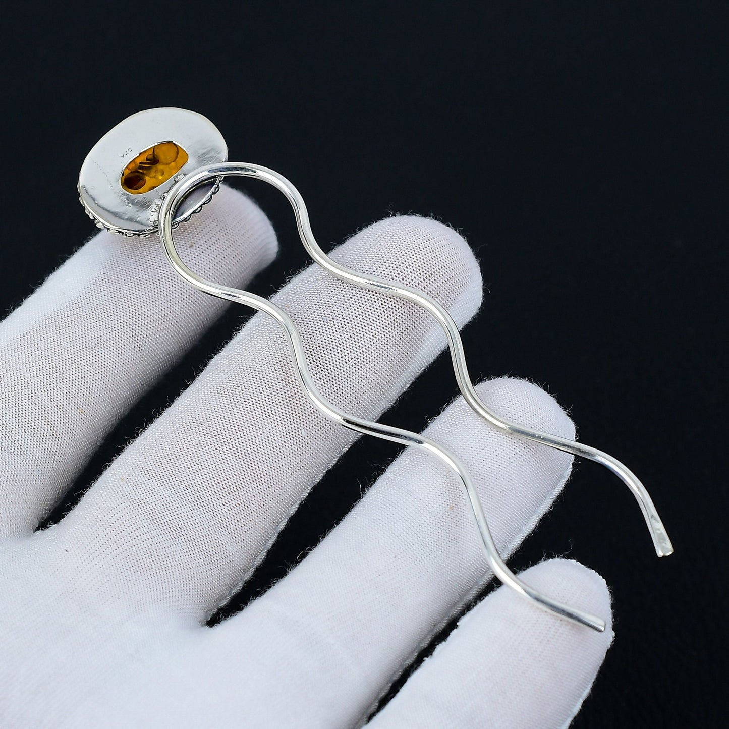 Amber Gemstone Hair Bun Pin