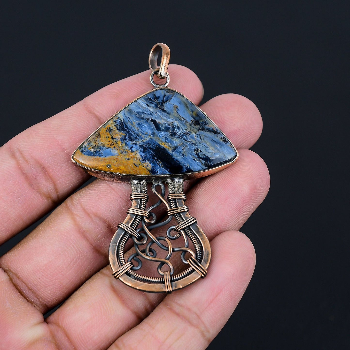 Blue-Brown Pietersite Gemstone Pendant
