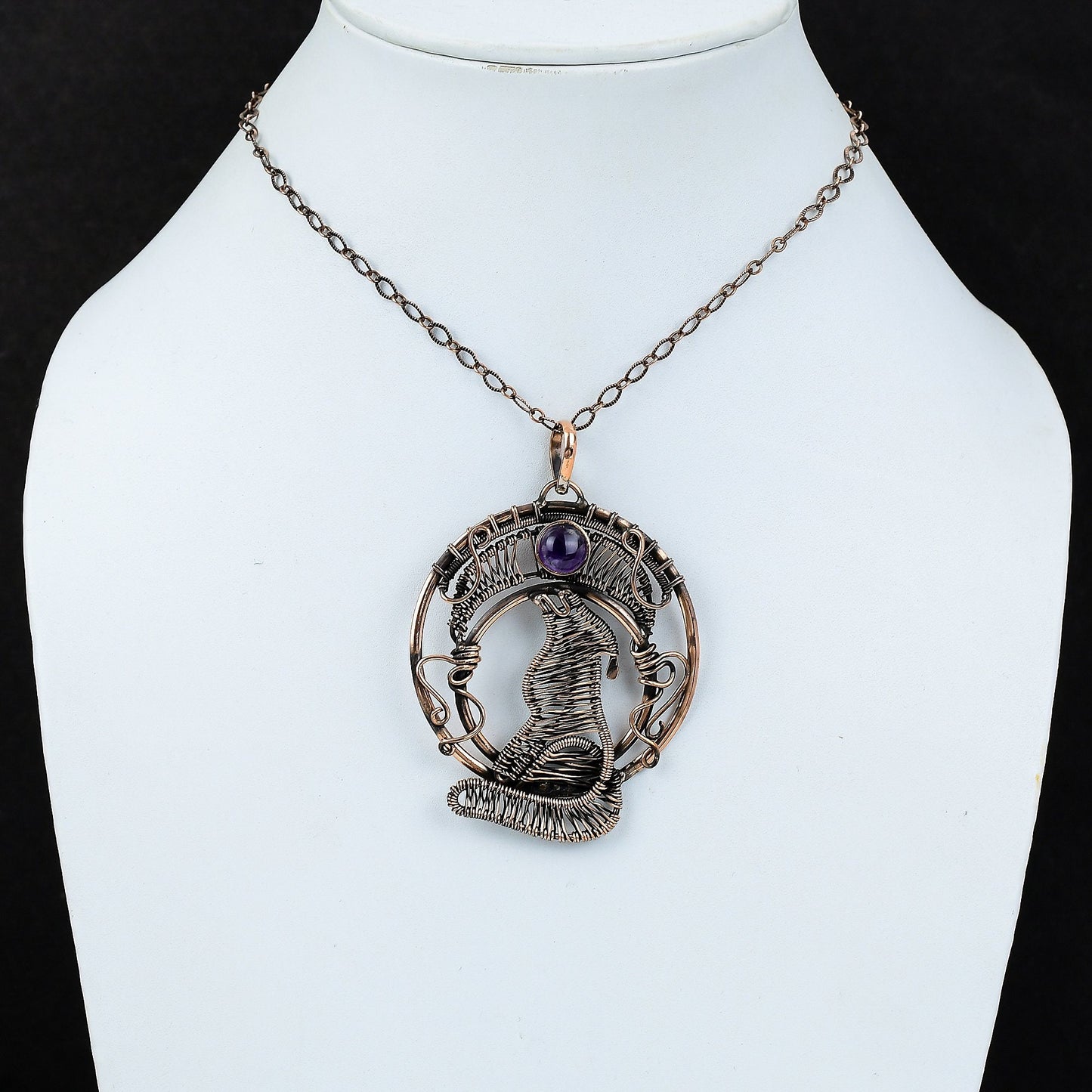 Purple Amethyst Gemstone Wolf Pendant