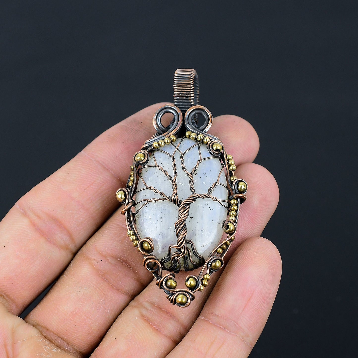 Copper Moonstone Gemstone Pendant