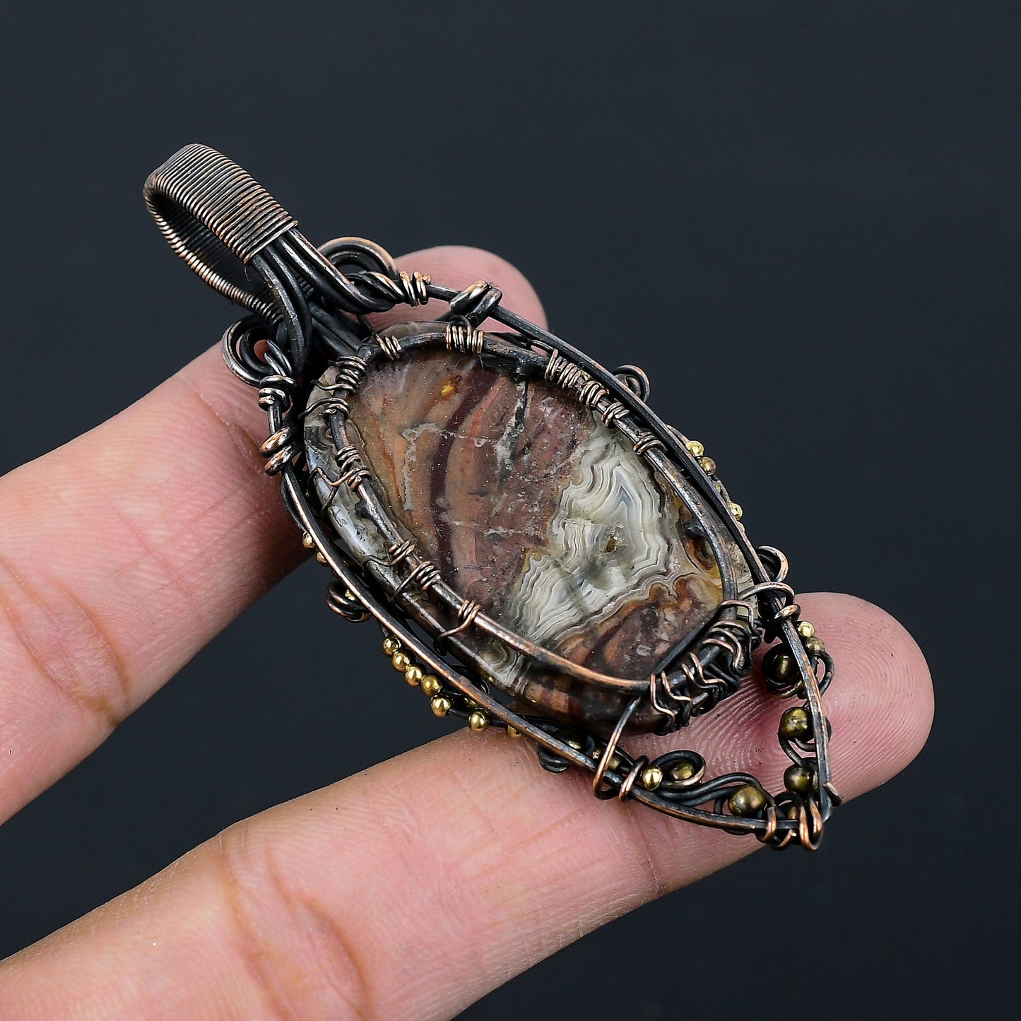 Multicolor Crazy Lace Agate Gemstone Pendant