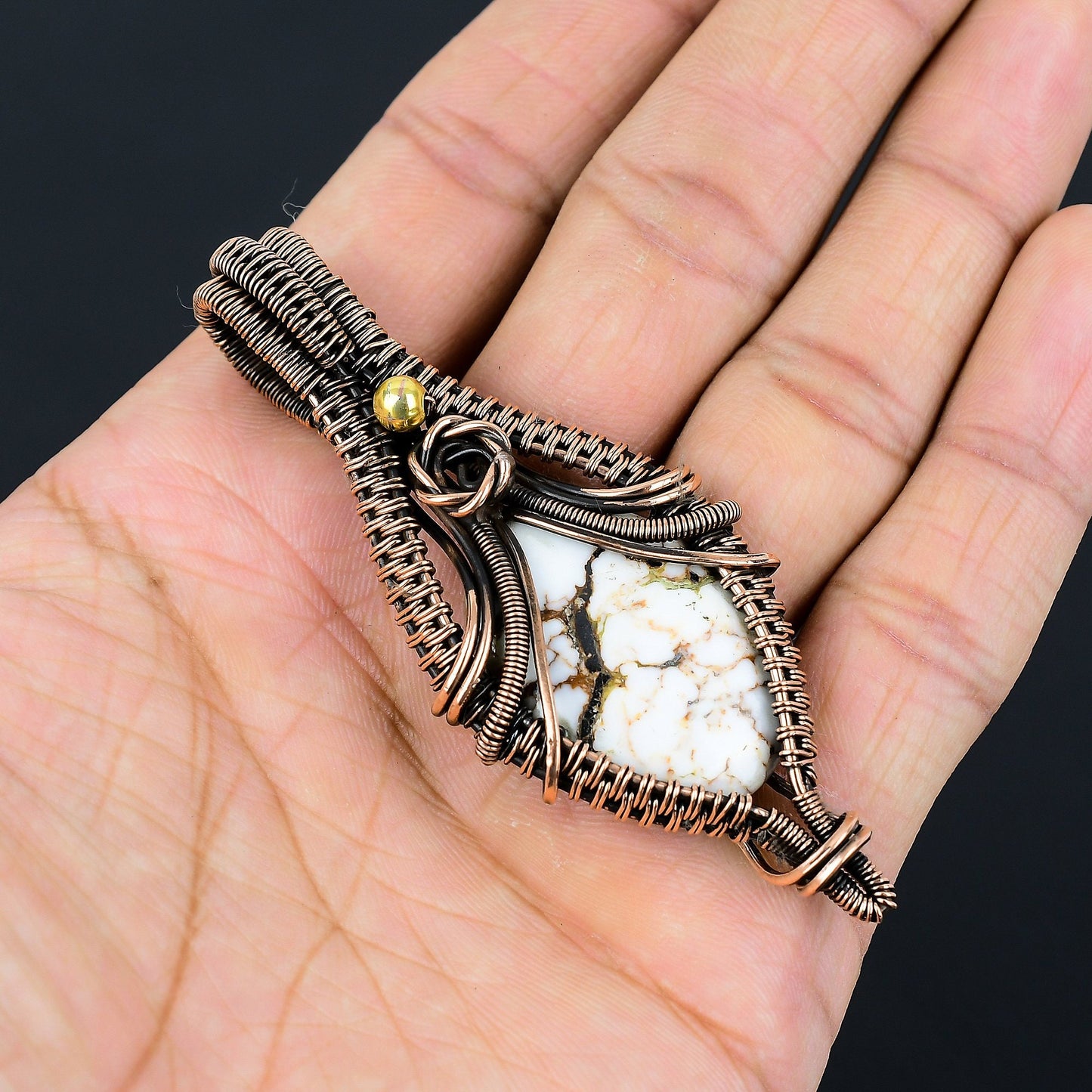 Brown & White Wild Horse Jasper Gemstone Pendant