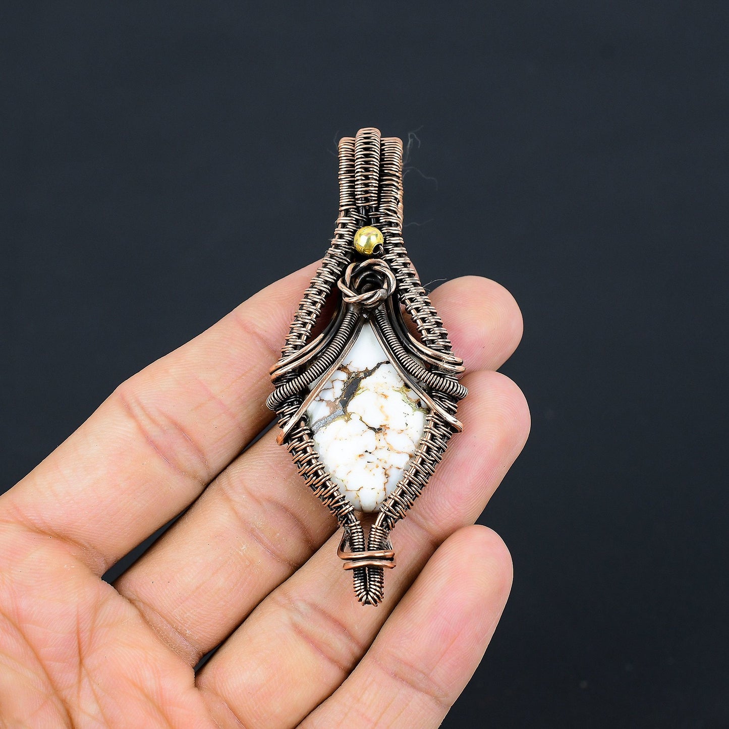 Brown & White Wild Horse Jasper Gemstone Pendant