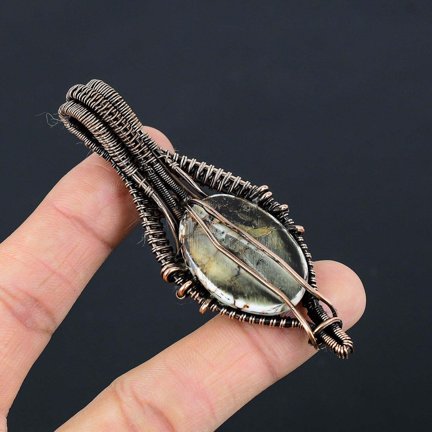 Brown & White Wild Horse Jasper Gemstone Pendant