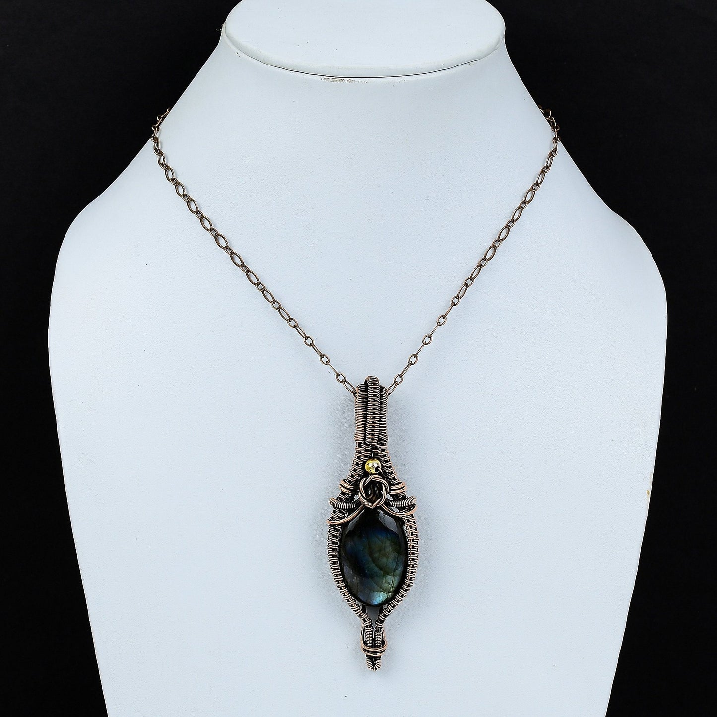 Blue-Green Labradorite Gemstone Pendant