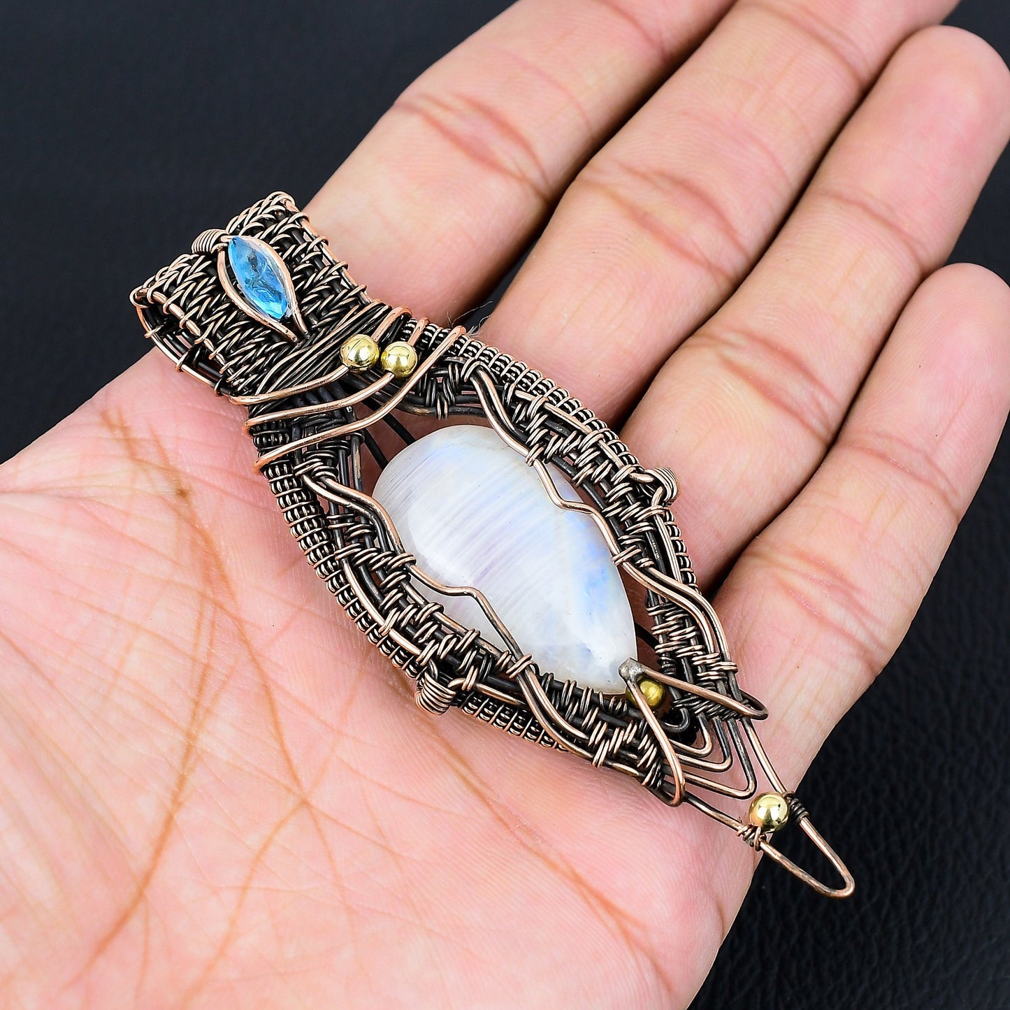 Blue Rainbow Moonstone Gemstone Pendant