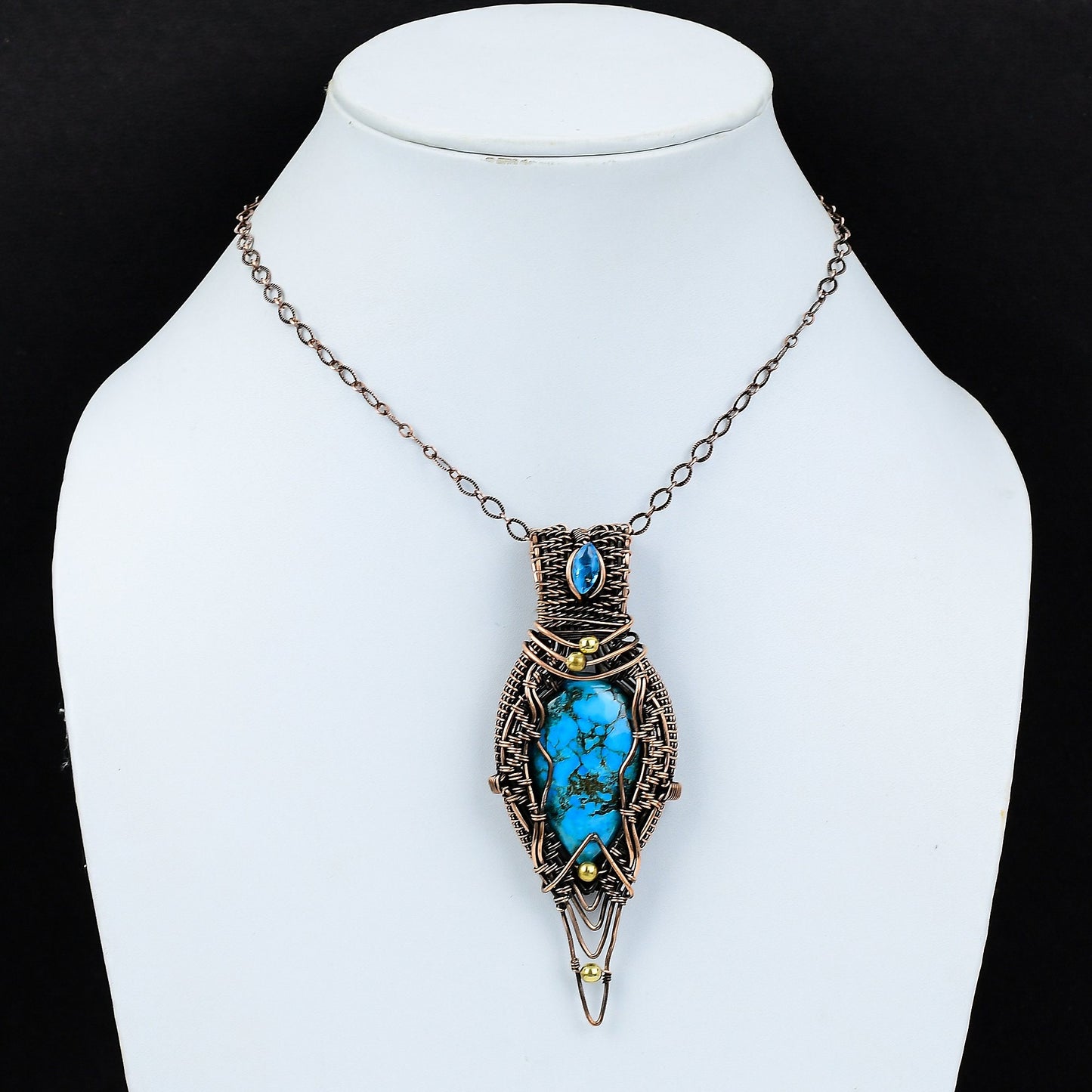 Turquoise Gemstone Wire Wrapped Pendant