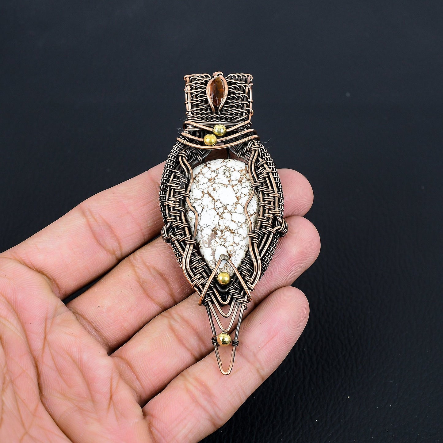 Brown White Wild Horse Jasper Gemstone Pendant