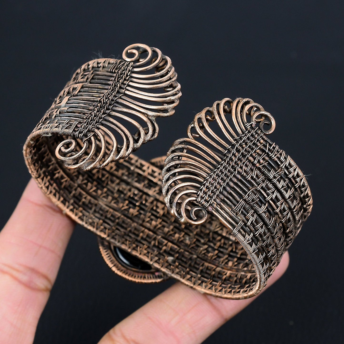 Black Onyx Gemstone Cuff Bracelet