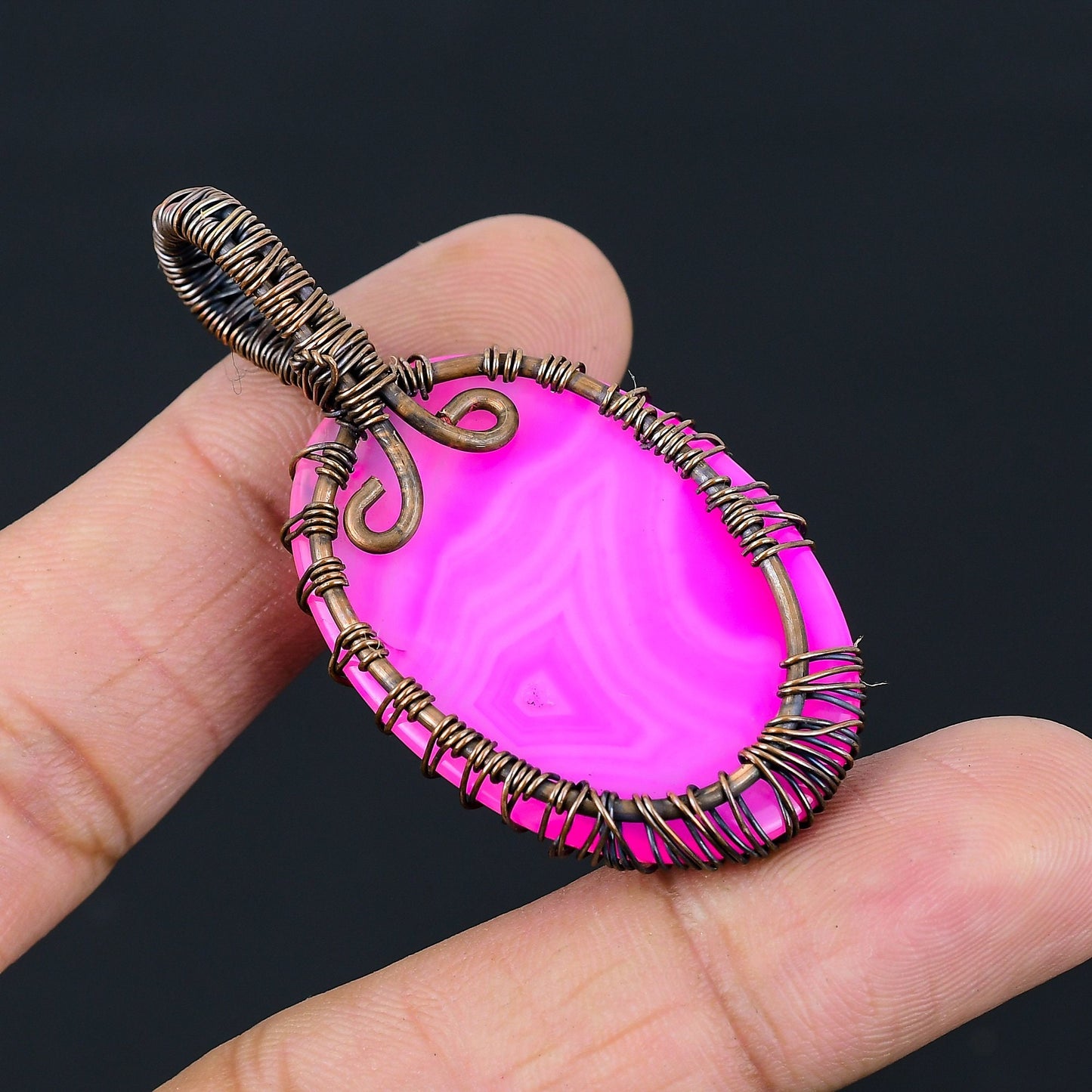 Pink Botswana Agate Gemstone Pendant