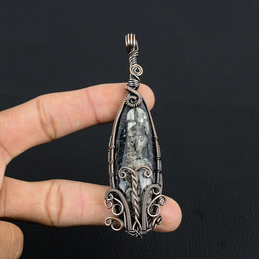 Black Orthoceras Gemstone Pendant