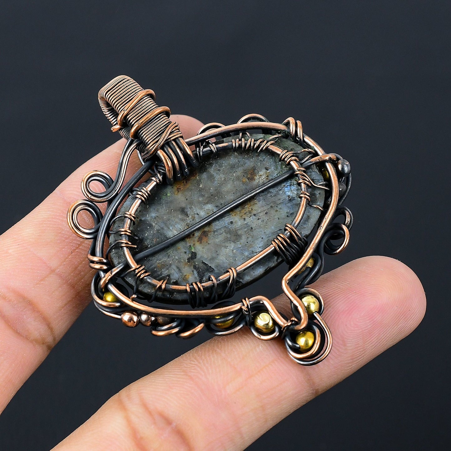 Grey Larvikite Gemstone Pendant
