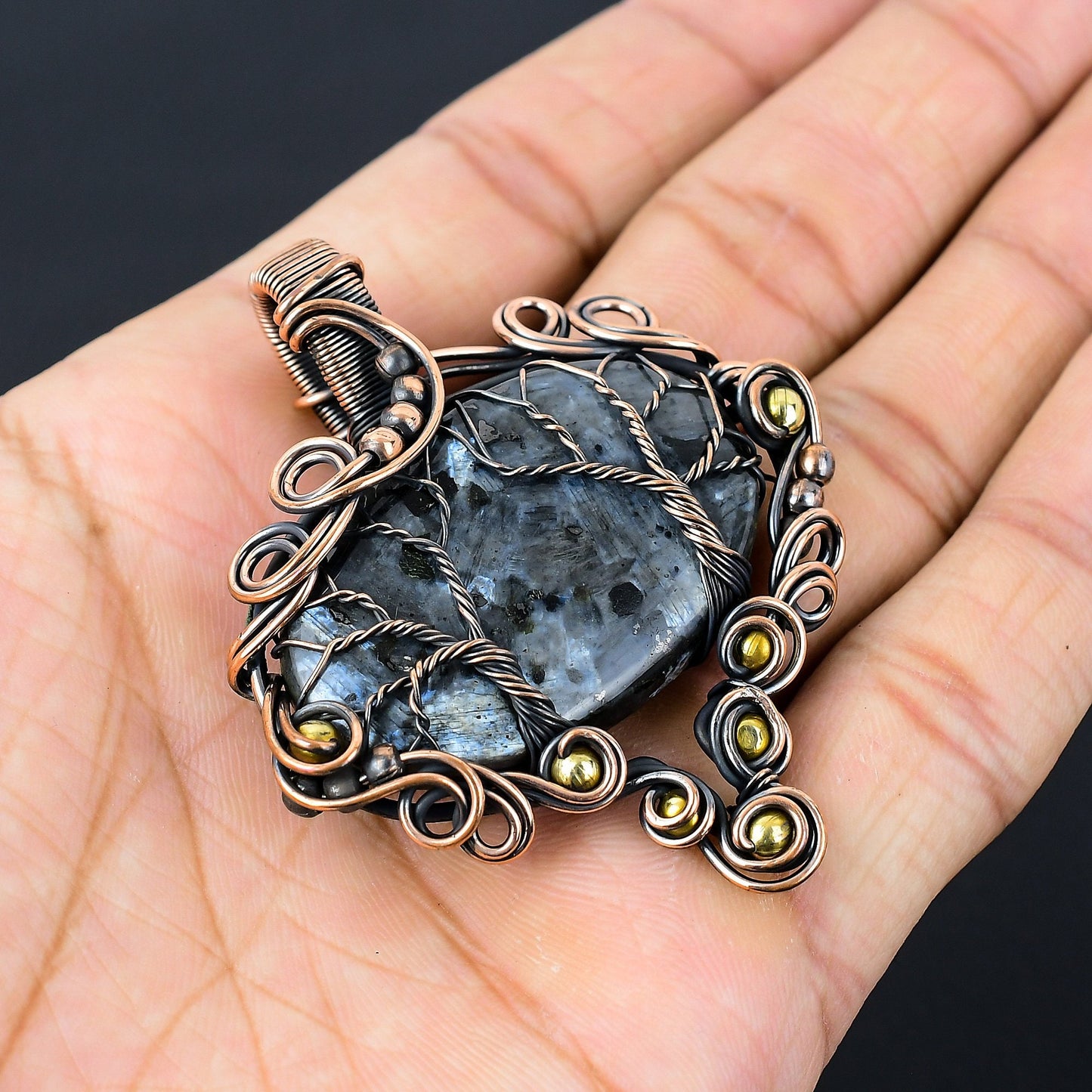 Grey Larvikite Gemstone Pendant