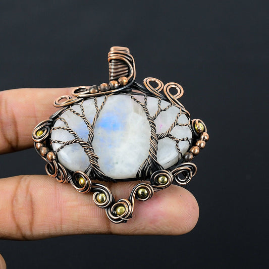Rainbow Moonstone Gemstone Pendant