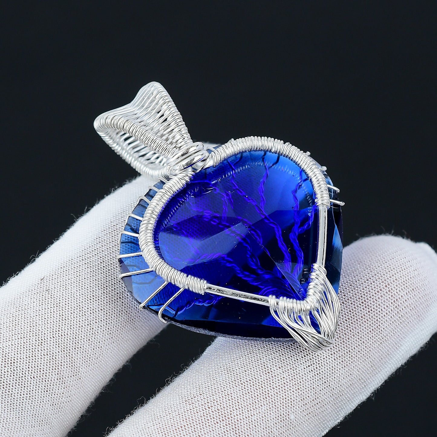 Blue Sapphire Gemstone Tree of Life Pendant