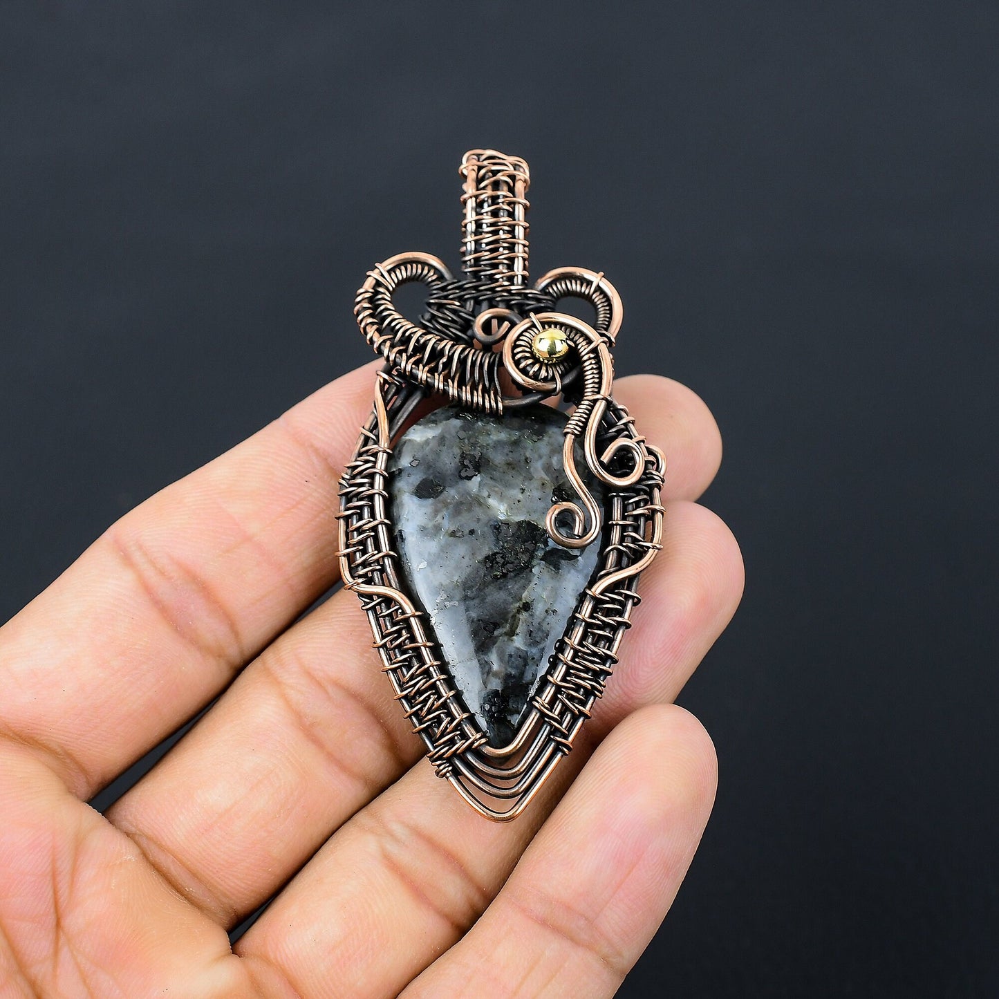 Gray Larvikite Gemstone Pendant