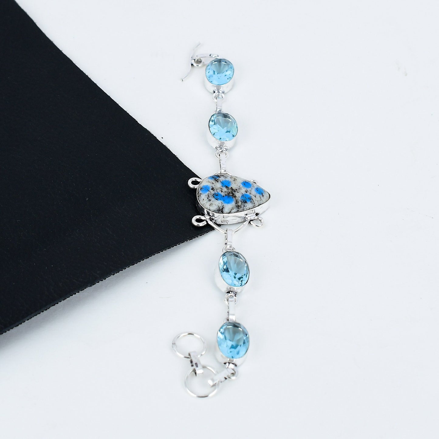Blue Topaz & K2 Azurite Sterling Silver Bracelet