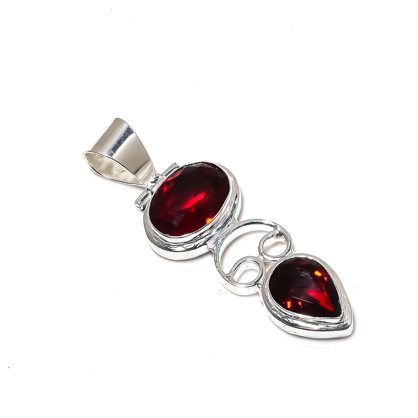 Red Garnet Sterling Silver Necklace