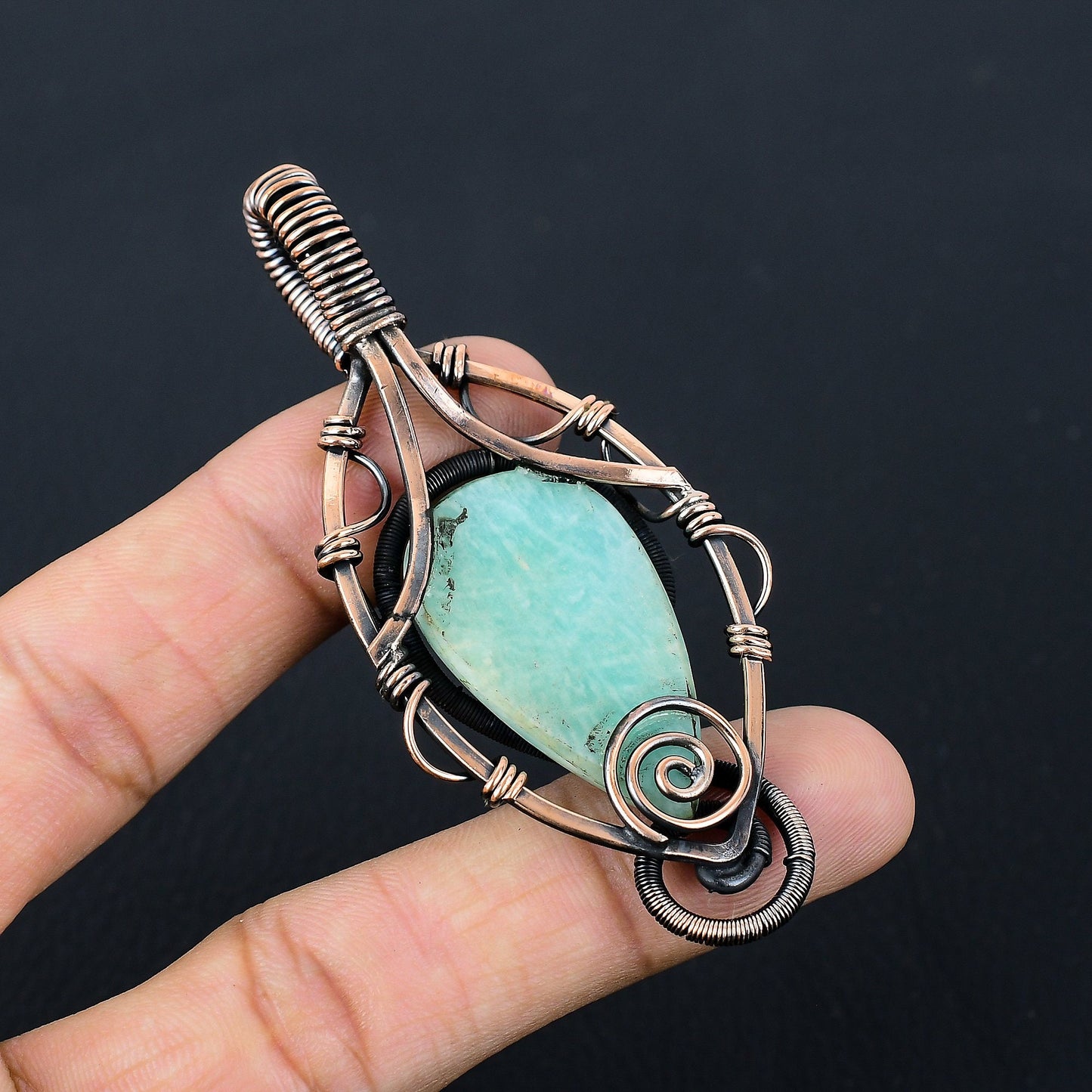 Blue-Green Amazonite Gemstone Pendant