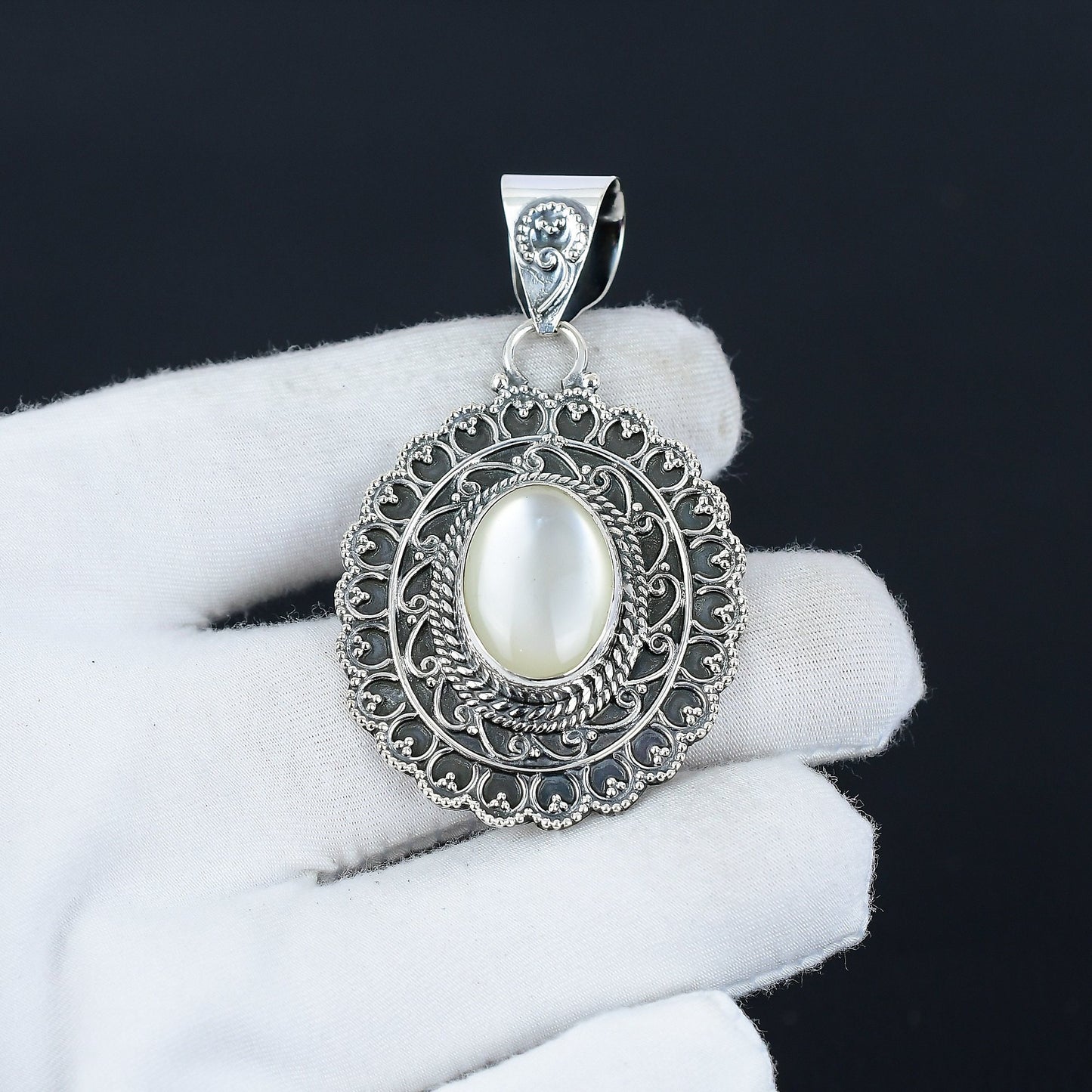 White Pearl Gemstone Pendant