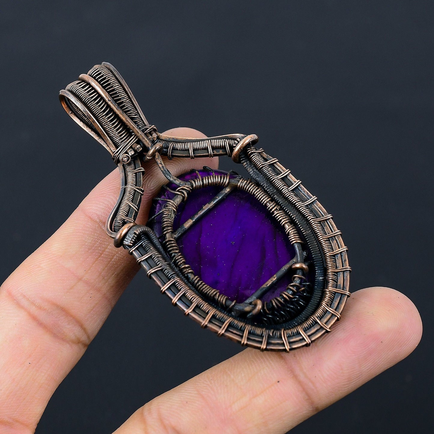 Purple Fire Labradorite Gemstone Pendant