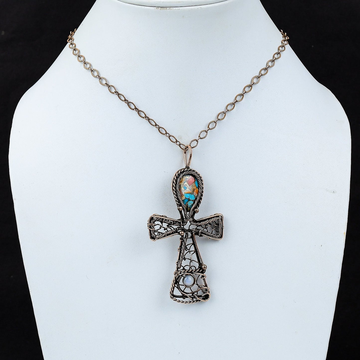Turquoise Gemstone Ankh Pendant