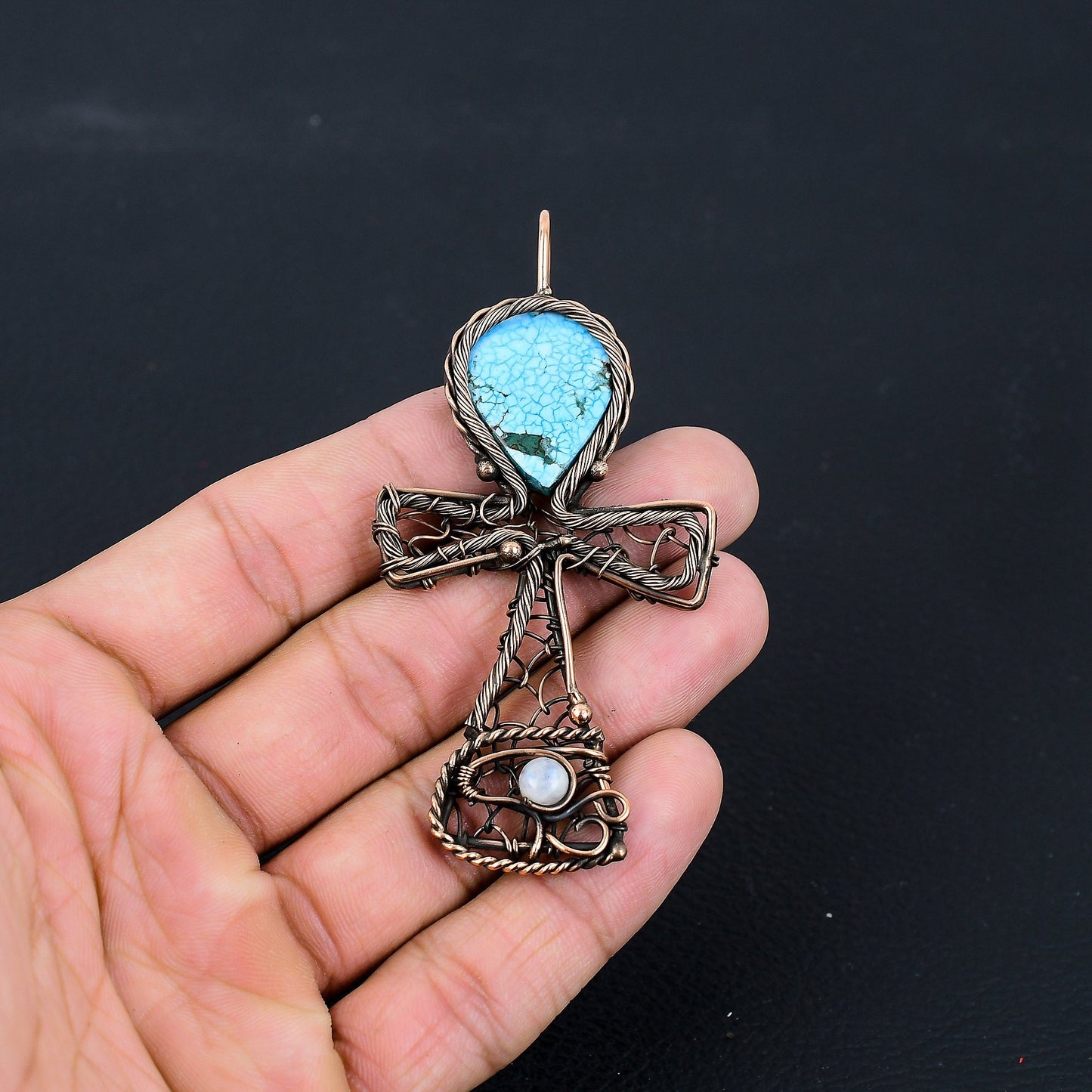 Turquoise Gemstone Ankh Pendant