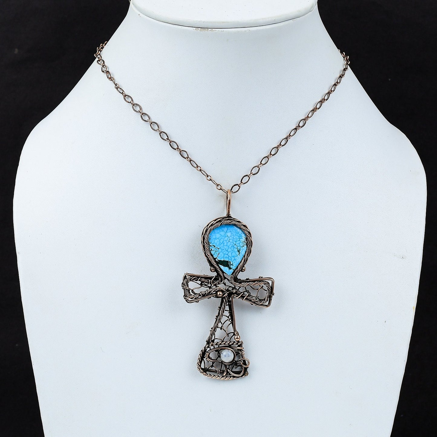 Turquoise Gemstone Ankh Pendant